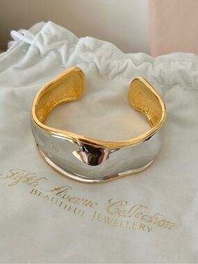 Never Worn - Two Tone Wide Cuff Bracelet with Dust Bag - Fifth Avenue Collection